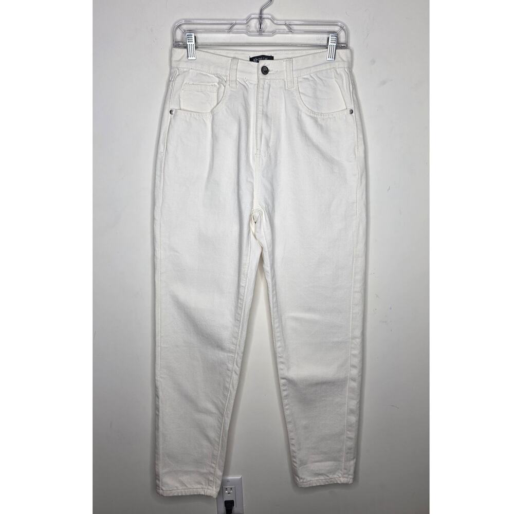 NWT Nasty Gal Debbie white cotton high waisted mom jeans - 10